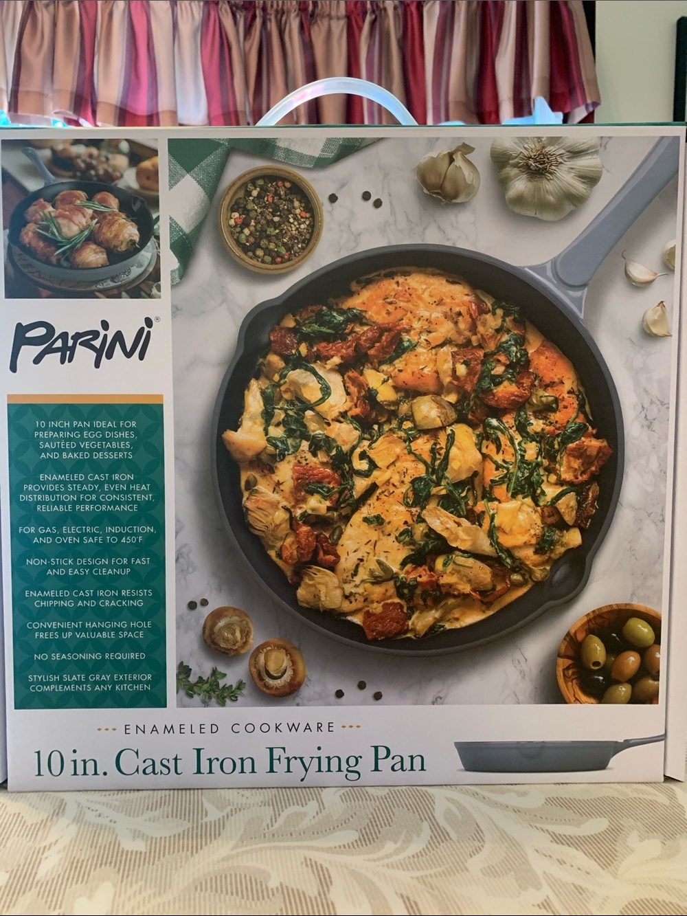 NEVER USED! Parini 10 in. Enameled Cast Iron Frying Pan - Gray